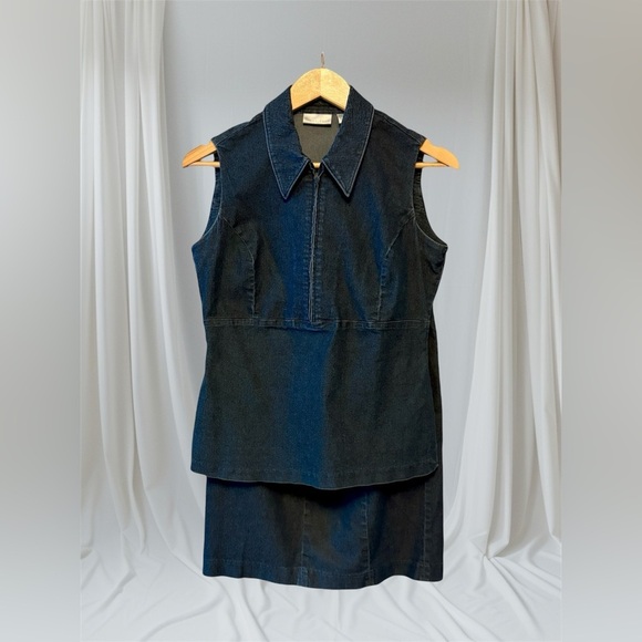 Halogen Denim Sleeveless Top & Skirt with Zipper Accent, Womens size Medium & 8 - Picture 11 of 11